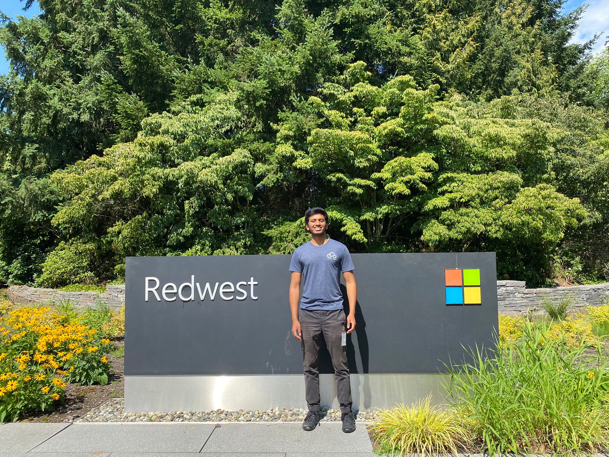 Picture of Aniruth in front of Microsoft campus