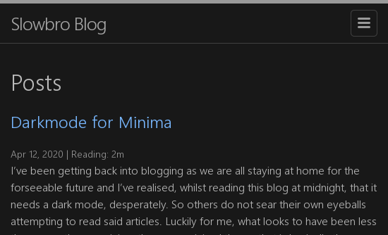 Sample of Jekyll Minima theme