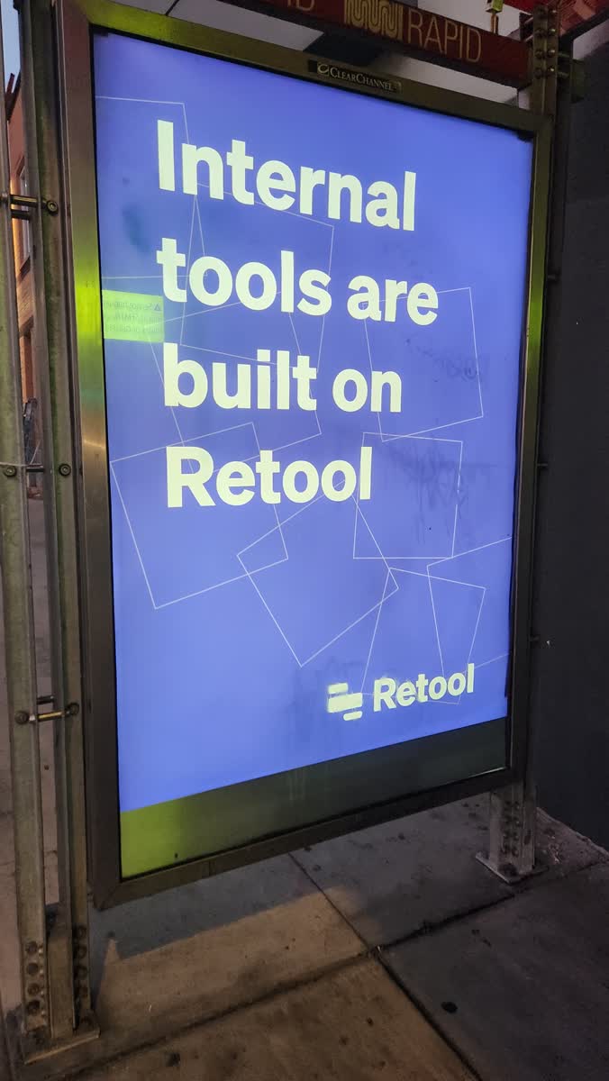Bus Stop Sign showing Retool Logo